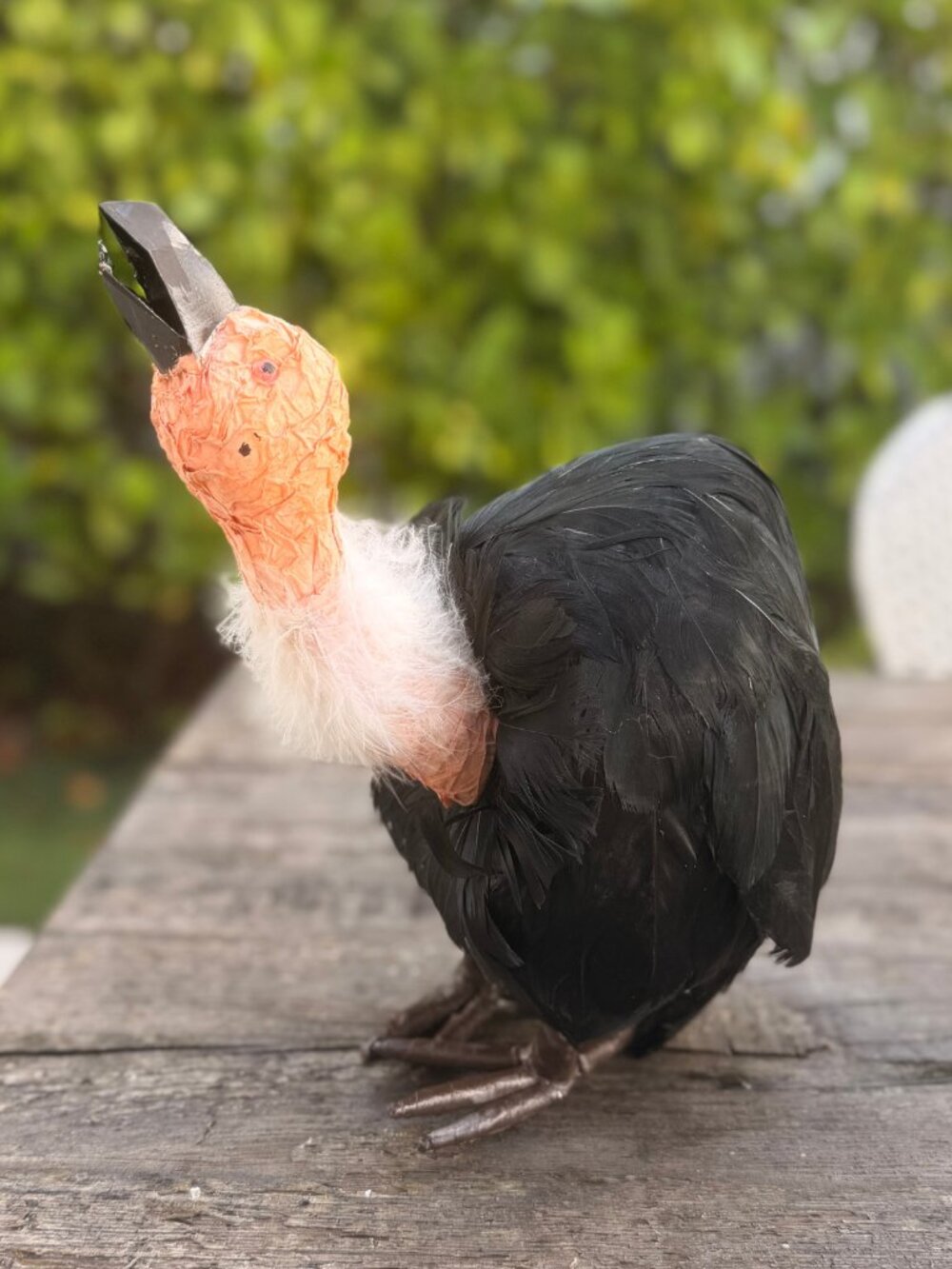 Vintage Paper Mache Primitive Halloween Vulture Sitter Fall Bird Buzzard Spooky